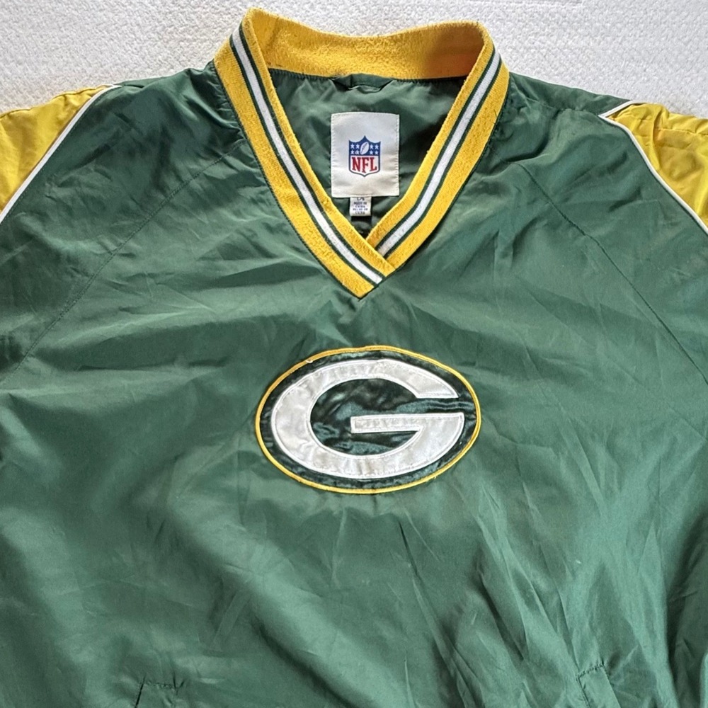 Green Bay Packers Windbreaker Mens‎ Large NFL Performance V-Neck Pullover Jacket